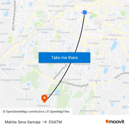 Mahila Seva Samaja to DSATM map