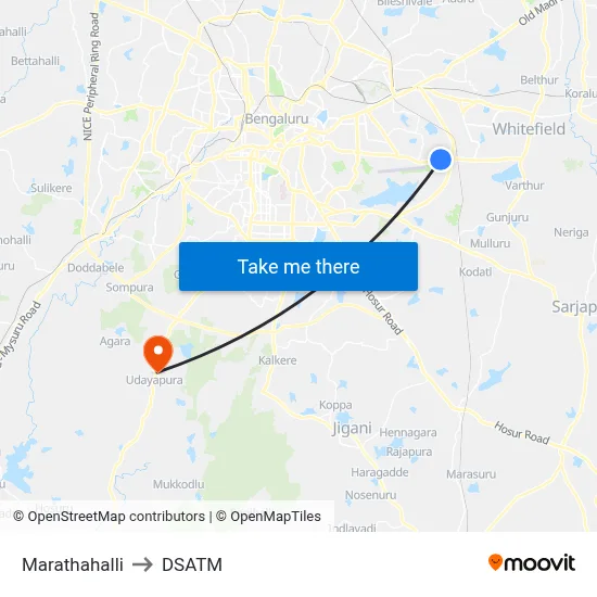 Marathahalli to DSATM map