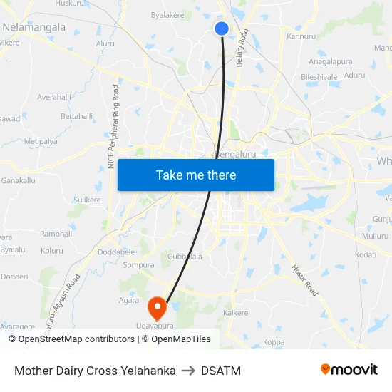Mother Dairy Cross Yelahanka to DSATM map