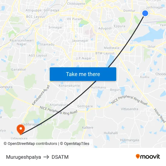 Murugeshpalya to DSATM map