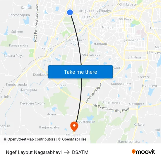 Ngef Layout Nagarabhavi to DSATM map
