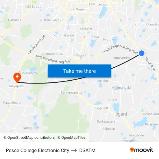 Pesce College Electronic City to DSATM map