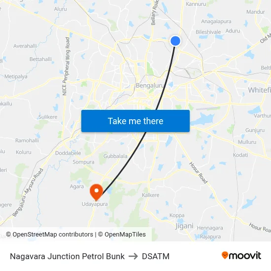Nagavara Junction Petrol Bunk to DSATM map