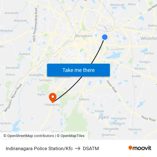 Indiranagara Police Station/Kfc to DSATM map