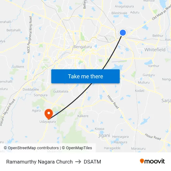 Ramamurthy Nagara Church to DSATM map
