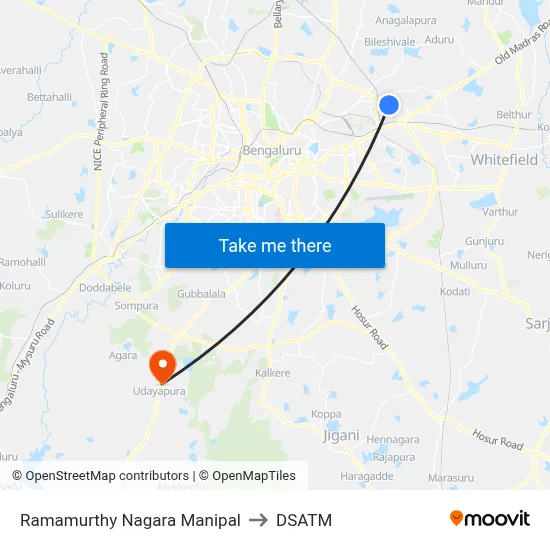 Ramamurthy Nagara Manipal to DSATM map