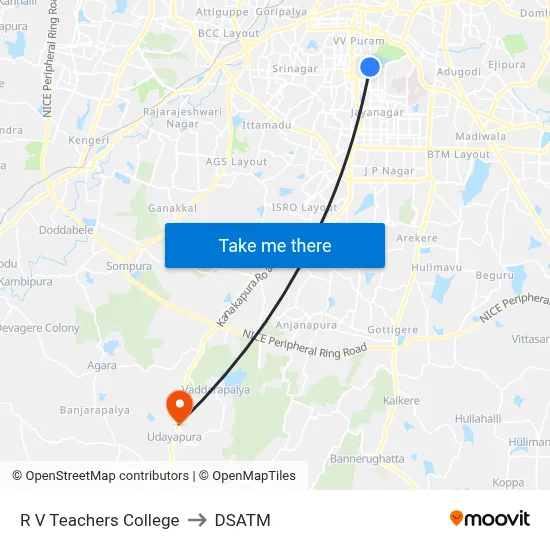 R V Teachers College to DSATM map