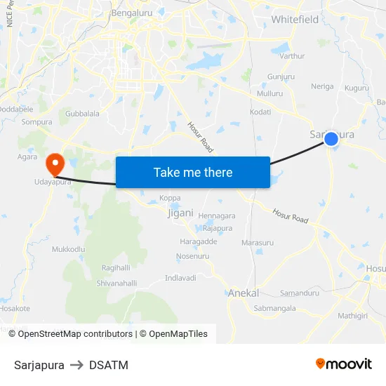 Sarjapura to DSATM map