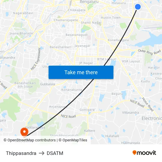 Thippasandra to DSATM map