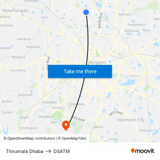Thirumala Dhaba to DSATM map