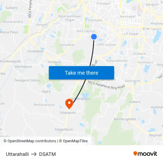 Uttarahalli to DSATM map