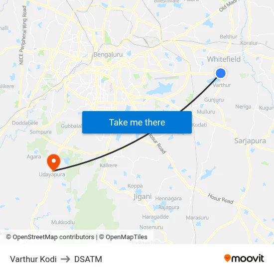Varthur Kodi to DSATM map