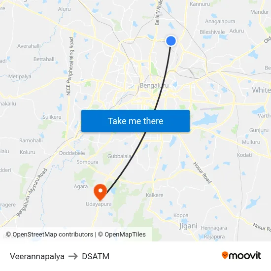 Veerannapalya to DSATM map