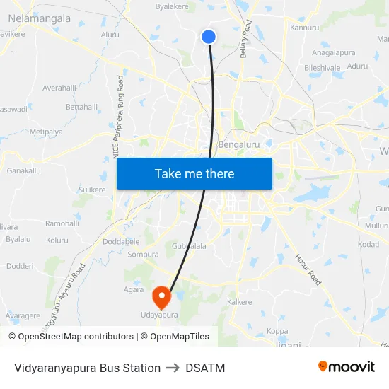 Vidyaranyapura Bus Station to DSATM map