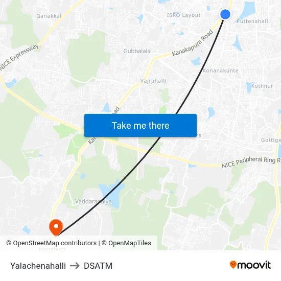 Yalachenahalli to DSATM map