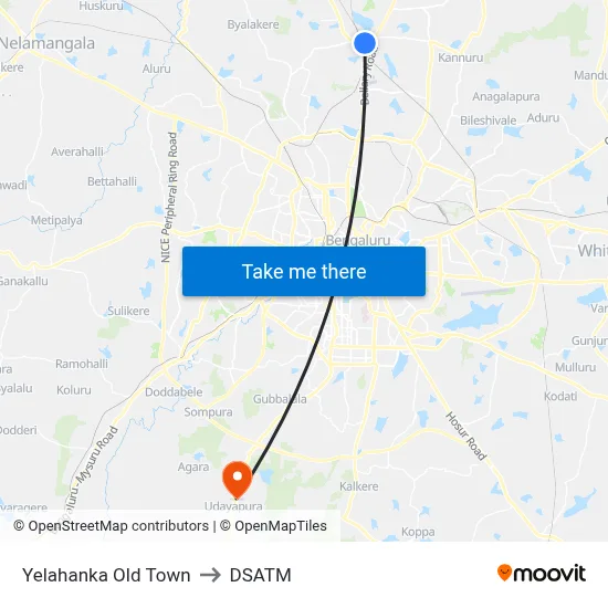 Yelahanka Old Town to DSATM map