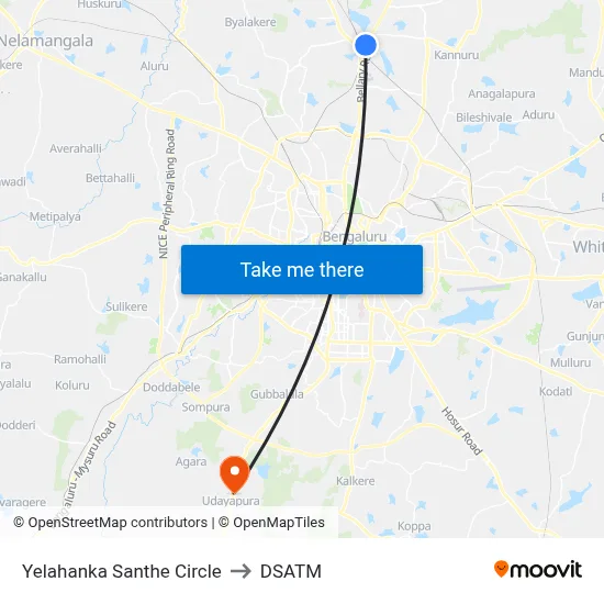 Yelahanka Santhe Circle to DSATM map