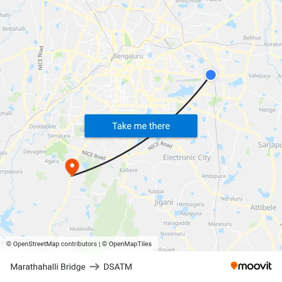 Marathahalli Bridge to DSATM map