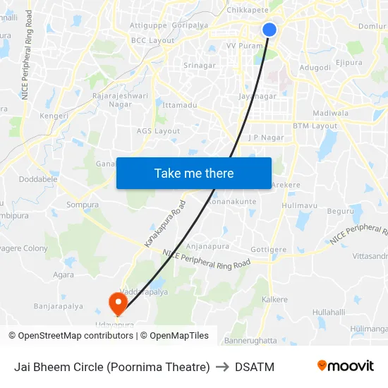 Jai Bheem Circle (Poornima Theatre) to DSATM map