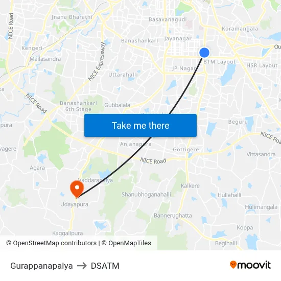 Gurappanapalya to DSATM map