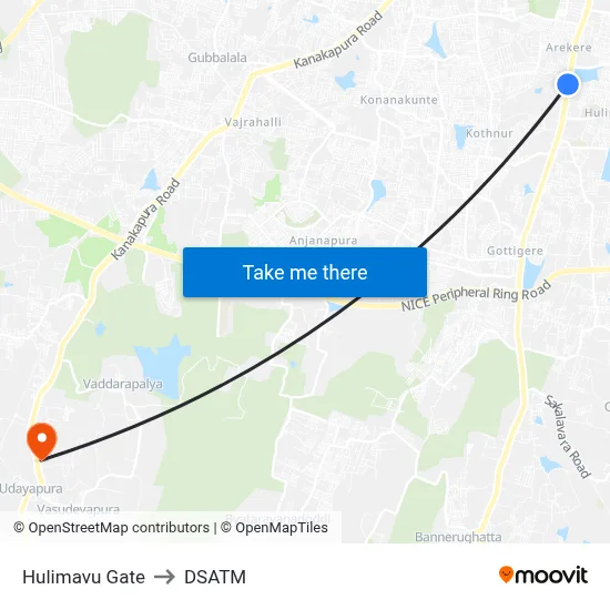 Hulimavu Gate to DSATM map