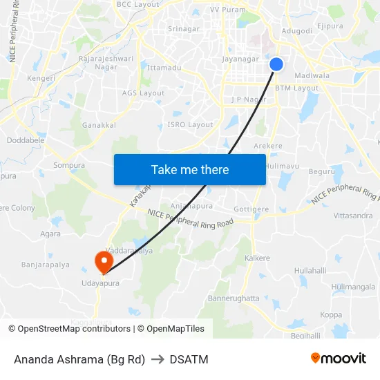 Ananda Ashrama (Bg Rd) to DSATM map