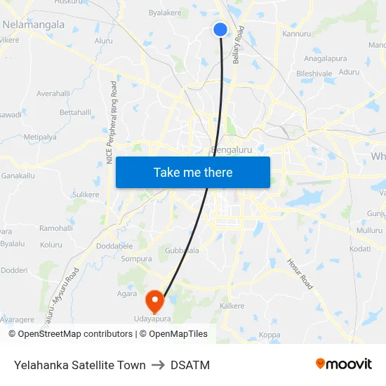 Yelahanka Satellite Town to DSATM map