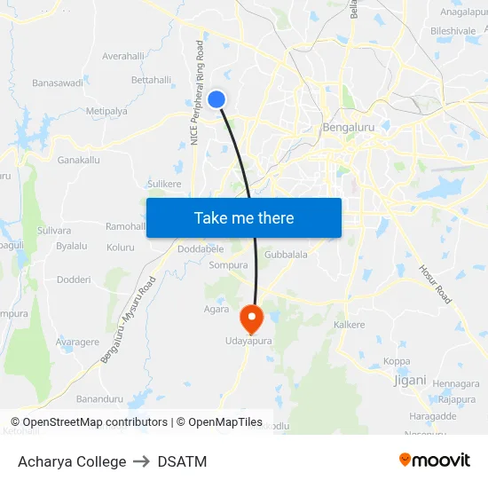 Acharya College to DSATM map