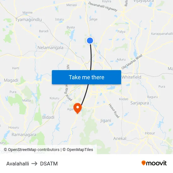 Avalahalli to DSATM map