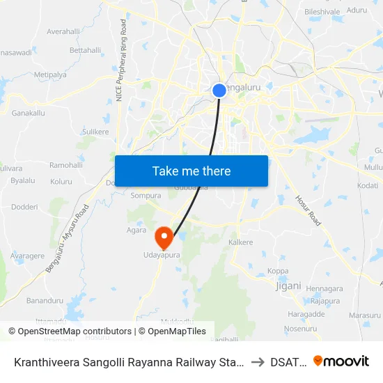 Kranthiveera Sangolli Rayanna Railway Station to DSATM map