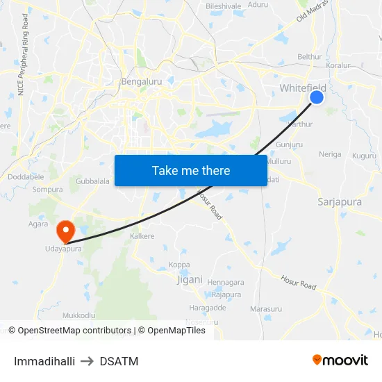 Immadihalli to DSATM map