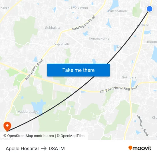 Apollo Hospital to DSATM map