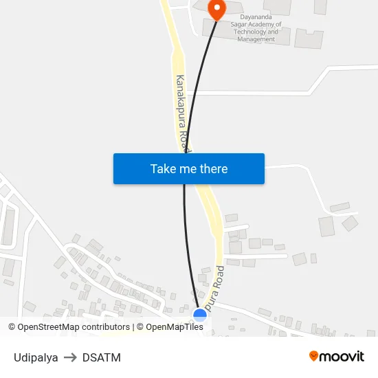 Udipalya to DSATM map