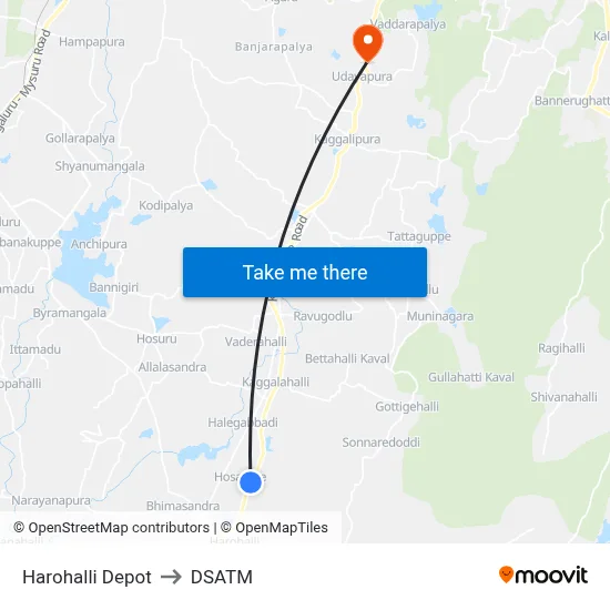 Harohalli Depot to DSATM map