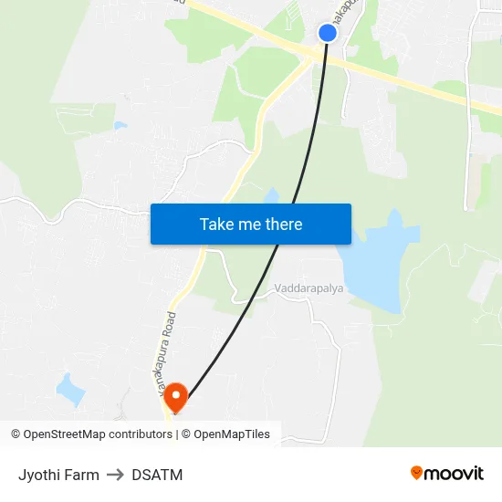 Jyothi Farm to DSATM map