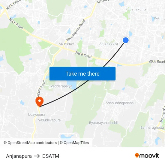 Anjanapura to DSATM map