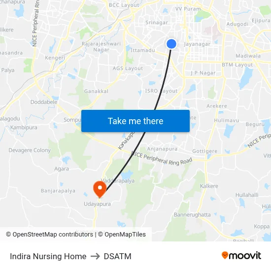Indira Nursing Home to DSATM map