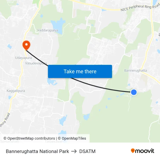 Bannerughatta National Park to DSATM map