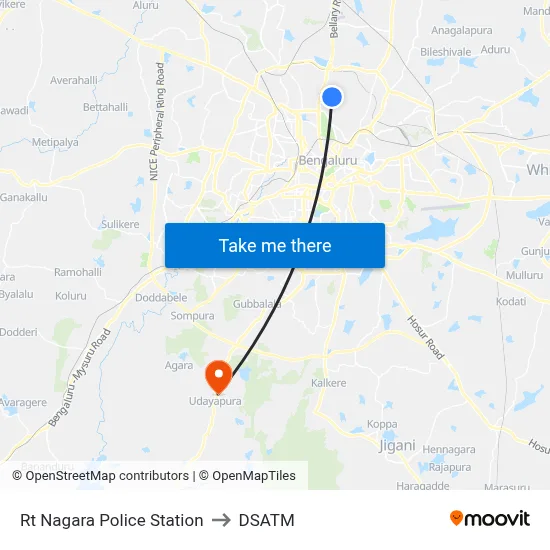 Rt Nagara Police Station to DSATM map