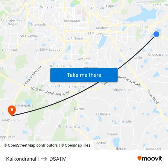 Kaikondrahalli to DSATM map