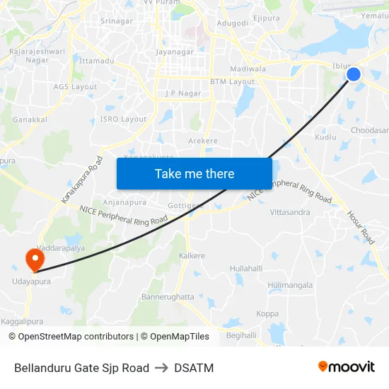 Bellanduru Gate Sjp Road to DSATM map