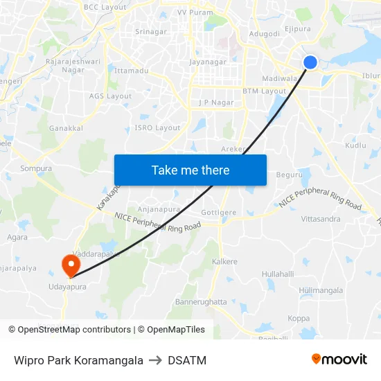 Wipro Park Koramangala to DSATM map