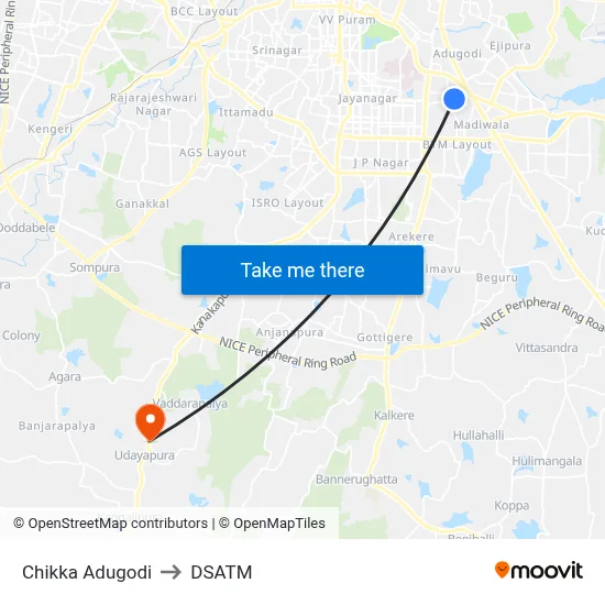 Chikka Adugodi to DSATM map