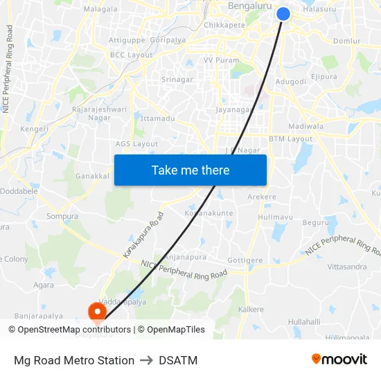 Mg Road Metro Station to DSATM map