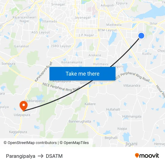 Parangipalya to DSATM map