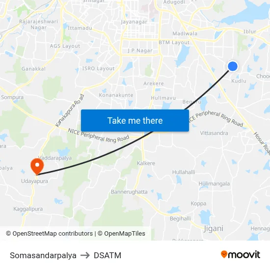 Somasandarpalya to DSATM map