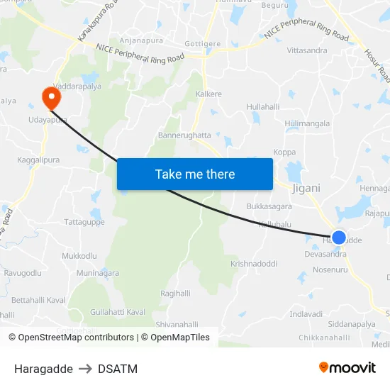 Haragadde to DSATM map