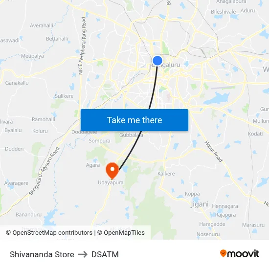 Shivananda Store to DSATM map