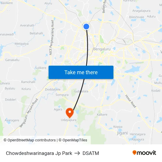 Chowdeshwarinagara Jp Park to DSATM map