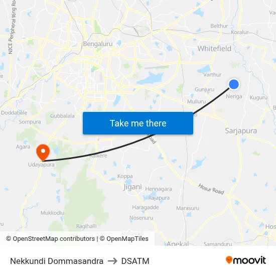 Nekkundi Dommasandra to DSATM map